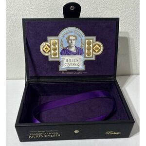 Diamond Crown JULIUS‎ CAESER Black Leather CIGAR BOX Purple Interior SnapClosure